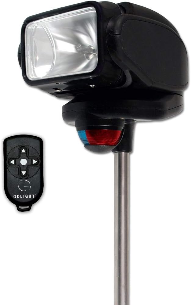 Golight 2151 Gobee Black Halogen Spotlight | Stanchion Mount, Wireless Hand-Held Remote Control