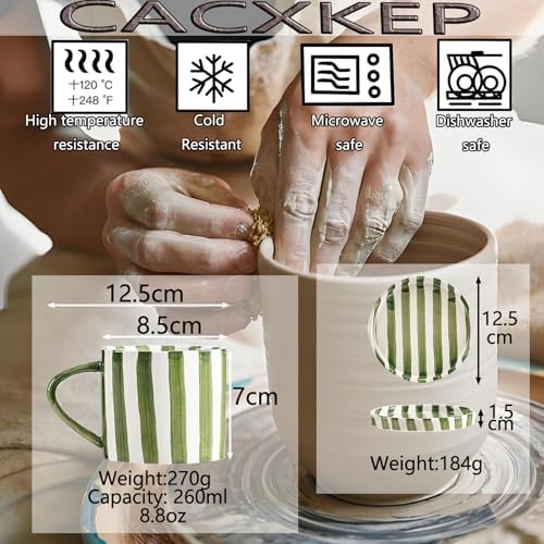 8 Oz Coffee Mug Large Espresso Cups With Saucer Ceramic Coffee Mugs Porcelain Coffee Cup With Saucer Hand-Painted Striped Art Cup And Saucer,C