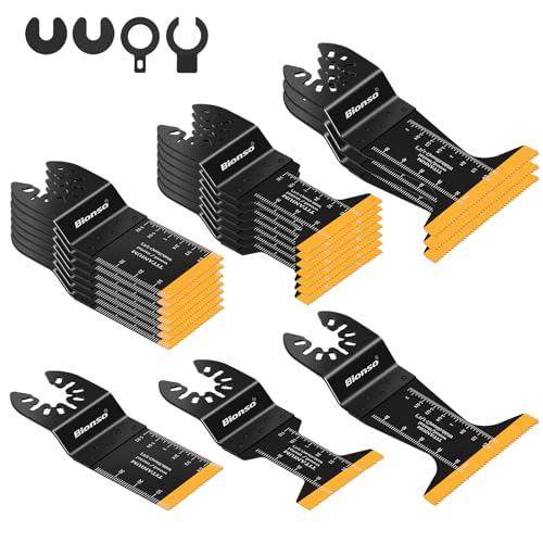 Bionso 40 PCS Oscillating Saw Blades, Premium Multitool Kit for Wood Metal Plastics, Tool Blades Fit Dewalt Worx Rockwell Wen Milwaukee Makita Ryobi Bosch Fein Porter Genesis Black