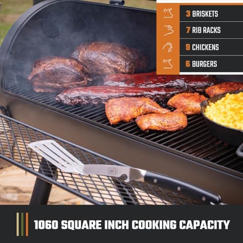 Oklahoma Joe's Longhorn Offset Charcoal Smoker and Grill with 1060 sq. in. Cooking Area in Black