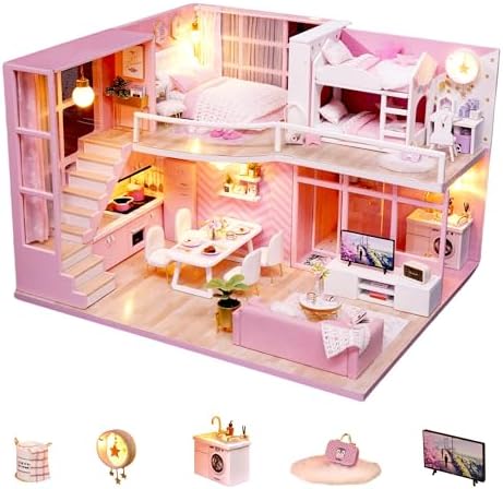 Flever Dollhouse Miniature DIY House Kit Creative Room with Loft Apartment Scene for Romantic Artwork Gift (Tranquil Life)