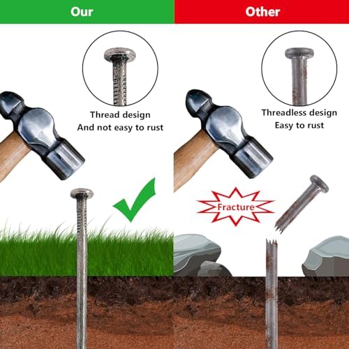 Landscape Stakes Metal Landscape Edging Anchoring Spikes, 10-Inch Length 50 Count, for Artificial Turf Stakes, Paver Edging, Weed Barrier, Timber