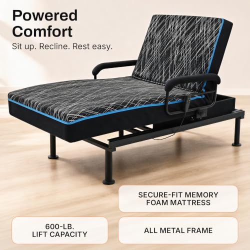 Smart Flex SmartLift SF1500 Twin XL Adjustable Bed Frame with Head Tilts | Electric metal frame, 600-lb. lift capacity, head and foot articulation. Motorized, Modern style, fits a Twin XL mattress.