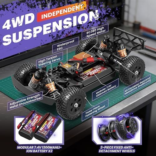 1:14 Scale All Terrain RC Cars for Adults & Boys (HS14323), Max Fast 40+ KPH, 4WD Off-Road RC Truck for Snow & Sand & Mud, 4X4 Waterproof Remote Control Car with 2 Rechargeable Batteries
