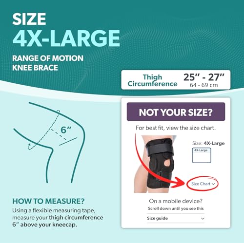 BraceAbility Torn Meniscus ROM Knee Brace - Hinged Post Surgery Support with Flexion Extension Control for Hyperextension and Locking Treatment, Ligament PCL or ACL Tears, Osteoarthritis Relief (XL)