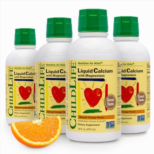 ChildLife Essentials Liquid Calcium Supplement for Kids, 16 fl Oz (2 Pack) | Baby & Toddler Calcium, Magnesium, Zinc, Vitamin D 3, Orange Flavor, Supplement, Liquid, Toddler Kids, Zinc Magnesium