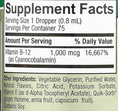 Nature's Answer Liquid Vitamin B-12 | Promotes Healthy Nerve Function & Energy Levels | Naturally Flavored & Gluten-Free 2oz