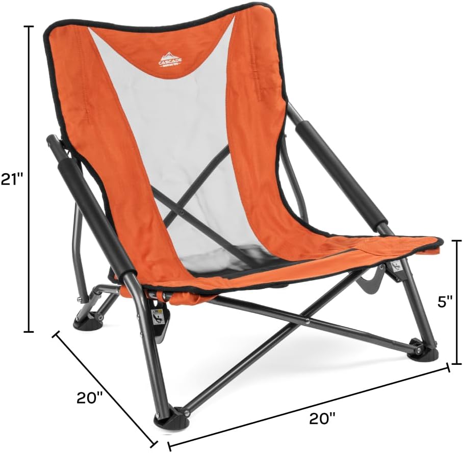 Cascade Mountain Tech Folding Camp Chair for Camping, Beach, Picnic, Barbqeues, Sporting Events with Carry Bag