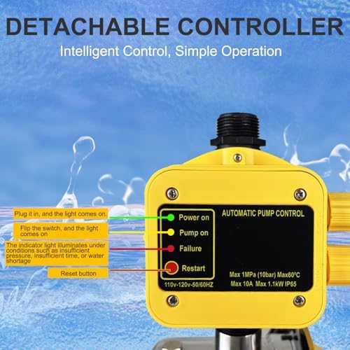 1HP 18gpm Shallow Well 110V Booster Pump Portable Garden Pond Water Transfer Pump Electric Yard Pool Cover Draining Pump Above Ground Irrigation
