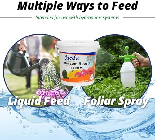 Jack's Classic 10-30-20 Blossom Booster Water-Soluble Fertilizer, 4lb | Powdered Plant Food, Targeted Micronutrient Package, Increases Bloom Color & Quantity, Liquid Root & Foliar Feeding