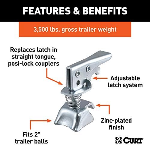 CURT 25194 Posi-Lock Coupler Replacement Latch for 2-Inch Trailer Hitch Ball, CLEAR ZINC