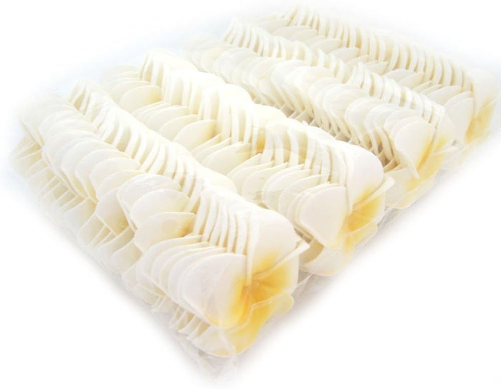 Pursuestar 100Pcs White Foam Hawaiian Frangipani Artificial Plumeria Flower Petals Cap Hair Hat Wreath Floral DIY Home Wedding Decoration 5cm