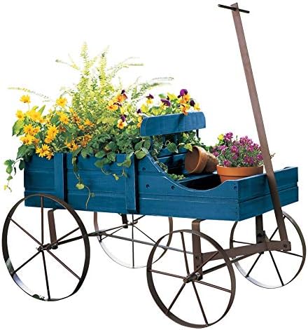 Collections Etc Amish Wagon Decorative Indoor/Outdoor Garden Backyard Planter, Red | Country Red, fir (wood)