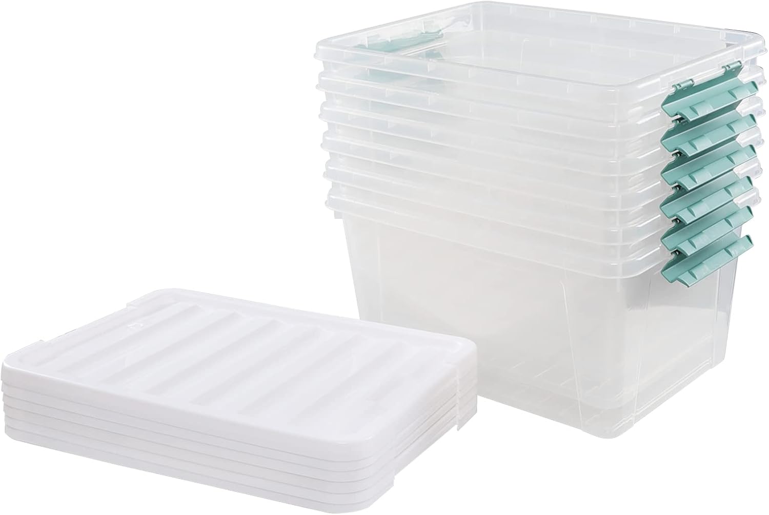 20 Quart Clear Plastic Bin with Lid, Latching Storage Box, 6 Packs