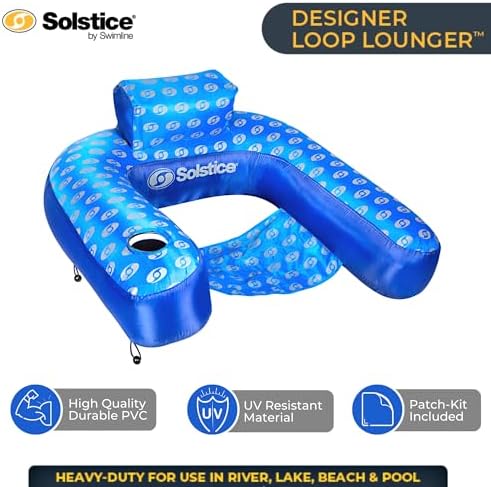 SWIMLINE Original Fabric Covered Inflatable Pool Lounger | with Comfortable Sling Seat, Back Rest, and Built in Cup Holder | for Pool, Beach, Lake, and More