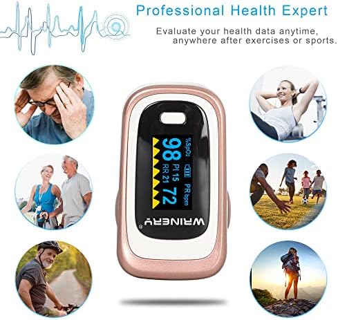 WRINERY Oxygen Saturation Monitor, Pulse Oximeter Fingertip, Oxygen Monitor, O2 Saturation Monitor, OLED Portable Oximetry with Batteries