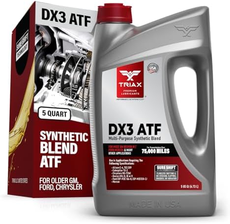 TRIAX DX3 ATF - Compatible with All GM Dexron III and Ford Mercon Applications- Multi-Purpose, Friction Optimized, High Mileage Automatic Transmission Fluid (5 Gallon)
