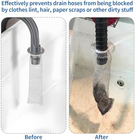 SUNHE YHK Lint Traps for Washing Machine, 40 Pieces | Stainless Steel Laundry Mesh Washer Hose Filter, 40 pcs Cable Ties, Catches Lint