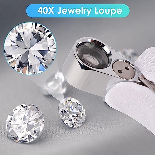 Leffis 40X Jewelers Loupe Magnifier LED/UV Illuminated Magnifying Glasses