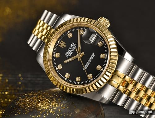 Men's Automatic Watch Gold-Plated 316L Steel Sapphire Crystal | Japanese 8215 automatic movement • Sapphire crystal • 18K gold-plated 316L steel • Date display • Dress and business wear