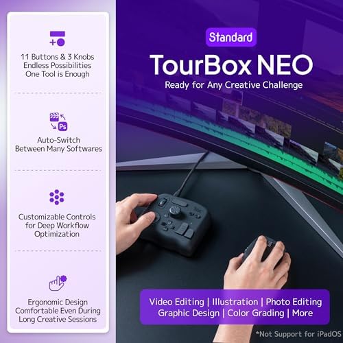 TourBox NEO - Customizable Editing Controller, Photo Color Grading Illustration Speed Editor, Intuitive Control Boost Productivity