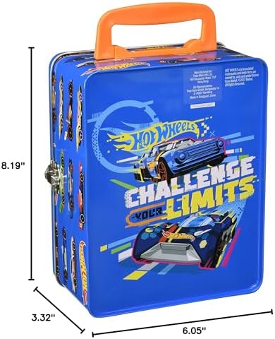 Theo Klein 2883 Hot Wheels Storage Case I Made of Metal I with Storage Compartments for up to 18 Cars I Dimensions: 21 cm x 15.5 cm x 8.5 cm I Toy