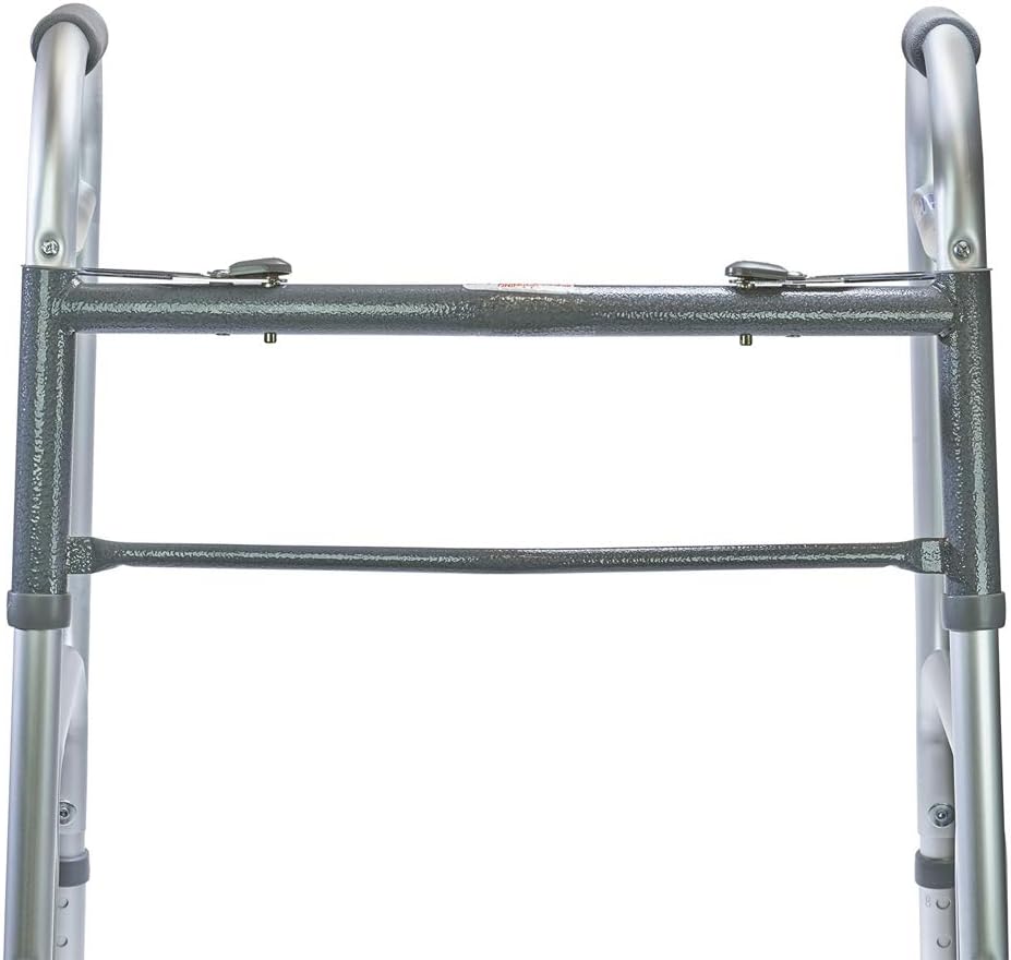 MediChoice Dual-Release Two Button/Folding Walker, Height Adjustable, Aluminum, 300 lb. Capacity (1 Each)