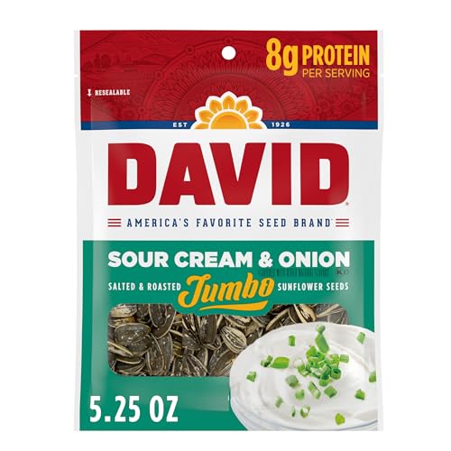 DAVID SEEDS Roasted and Salted Original Jumbo Sunflower Seeds, Keto Friendly, 5.25 Oz, 12 Pack