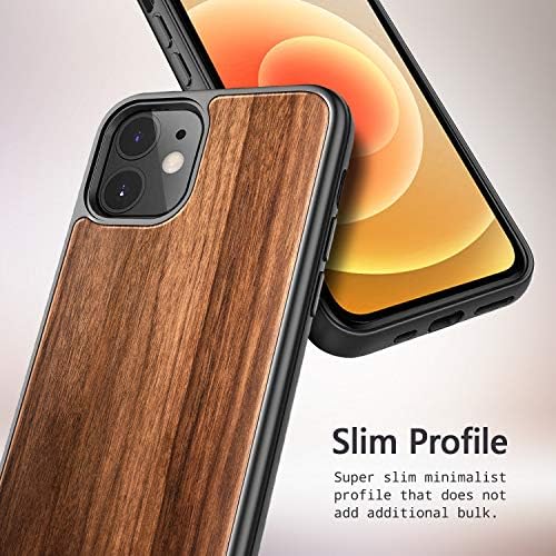NZND Case for iPhone 12 Mini 5.4 inch (2020 Release), Real Natural Walnut Wood