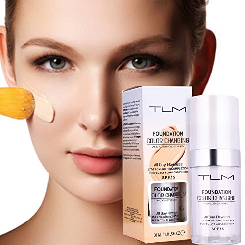 2Pcs 30ml TLM Colour Changing Foundation Makeup Concealer Cover Cream Full Coverage Flawless Liquid Base Nude Face Liquid Cover Concealer Change