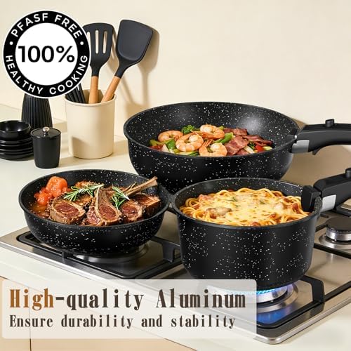 Umite Chef Non Stick Pots and Pans Set, 21 Pcs Ceramic Kitchen Cookware Set with Detachable Handle, Nonstick Healthy Induction Cookware, Dishwasher RV Cookware Set, Oven Safe, Stackable, Sage Green