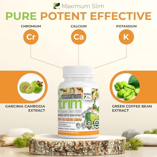 Maximum Slim Most Effective Formulation MaximumTrim Garcinia CAMBOGIA with Green Coffee Bean Extract All Natural Weight Loss