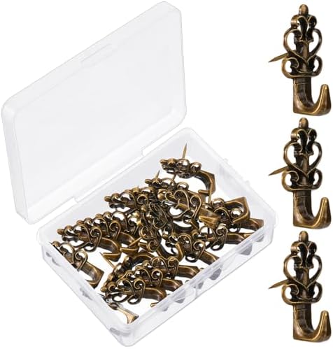 Hotop 20 Pieces Zinc Alloy Flower Push Pin Hangers Pin Hook,Lotus