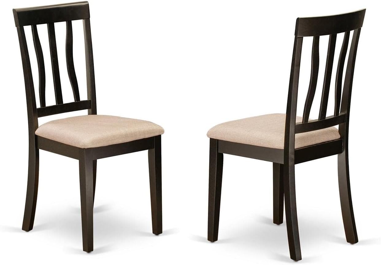 East West Furniture ANC-WHI-W Antique Dining Room Chairs - Slat Back Solid Wood Seat Chairs, Set of 2, Buttermilk & Cherry