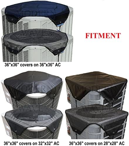 MODERN WAVE - 2 (Two) Central Air Conditioner Covers for Outside Units 36 x 36 inch - 1 (One) Top Universal Mesh Cover and 1 (One) Winter Waterproof