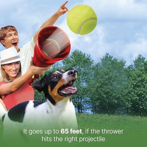 SPOT Launch & Fetch Tennis Ball Launcher Dog Toy | Interactive Dog Fetch Toy Launches Up to 65 Feet | Hands-Free Pickup | Includes 2 Tennis Balls &