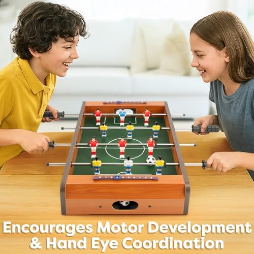 Foosball Table - 20-Inch Mini Soccer/Football Table Game for Arcade, Game Room, and Mancave - Set Includes Two Balls and Score Keeper by Hey Play