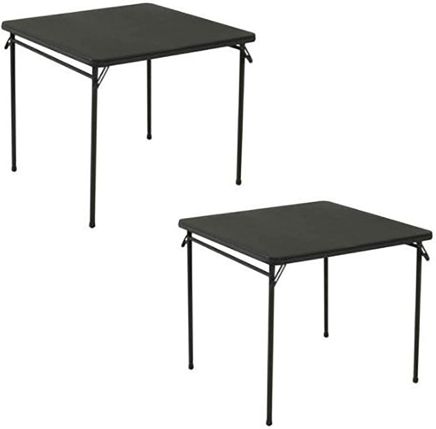 Cosco Square Folding Table 34" Black Steel, Steel Frame, Vinyl