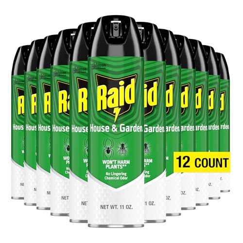Raid House & Garden Bug Killer Aerosol Kills Bugs on Contact Won’t Harm Plants Indoor and Outdoor Use 11 Ounce (Pack of 1)