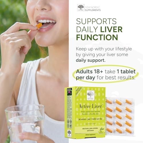 NEW NORDIC Active Liver Daily Support Supplement 30-Day Supply - 30 Tablets | Includes a supply of daily liver supplements, featuring a botanical blend of milk thistle and artichoke in a tablet format