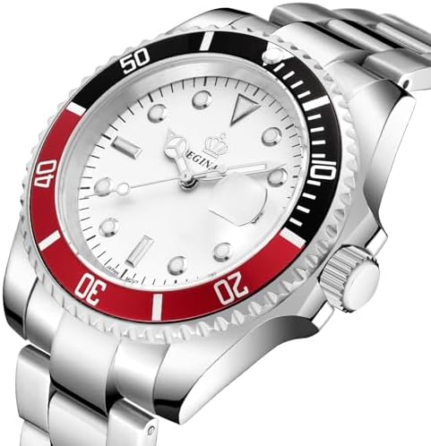 FANMIS Mens Luxury Watches Rotatable Bezel Sapphire Glass Luminous Hand Quartz Silver Tone Stainless Steel Watch