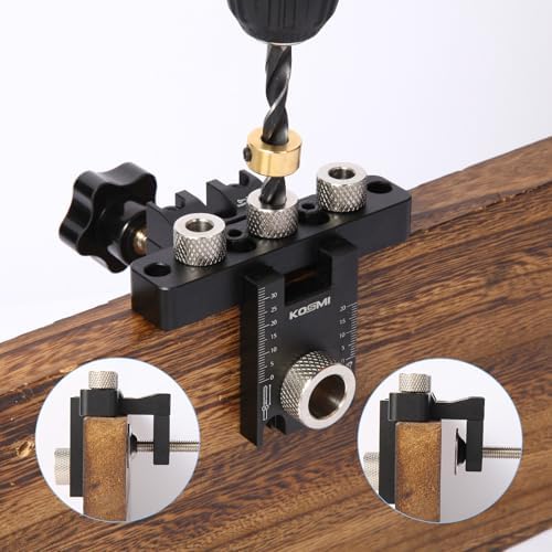 3 in 1 Dowel Jig Drill Kit Multi-Function Self Centering Doweling Jig Kit Adjustable Woodworking Drilling Locator Puncher Set Aluminum Alloy with
