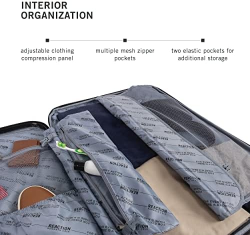 Kenneth Cole REACTION Renegade Luggage Expandable 8-Wheel Spinner Lightweight Hardside Suitcase, Champagne, 20-Inch Carry On