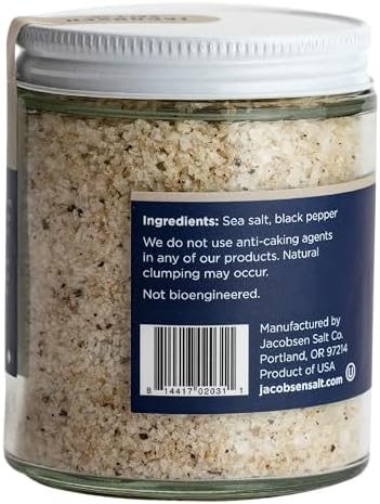 Jacobsen Salt Co. Black Garlic Salt, Kosher, Non-GMO, Umami - 2.5 Oz | Steak Seasoning, Non-Iodized, Made in USA, Sweet Umami Flavored, Kosher Sea Salt, Infused with Garlic