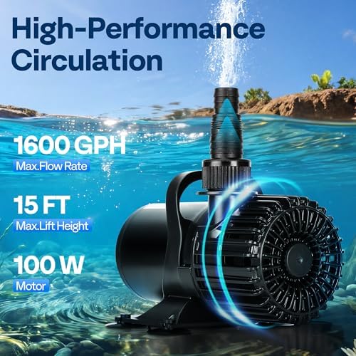 VIVOHOME 100W Pond Pump, 1600GPH Submersible Water Pump for Koi Pond