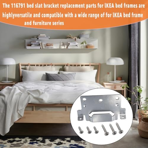 5 Pack 116791 Mounting Plates Compatible with IKEA Bed Frame Brackets | Part #116791 Galvanized Steel Bed Frame Brackets with Screws for Furniture