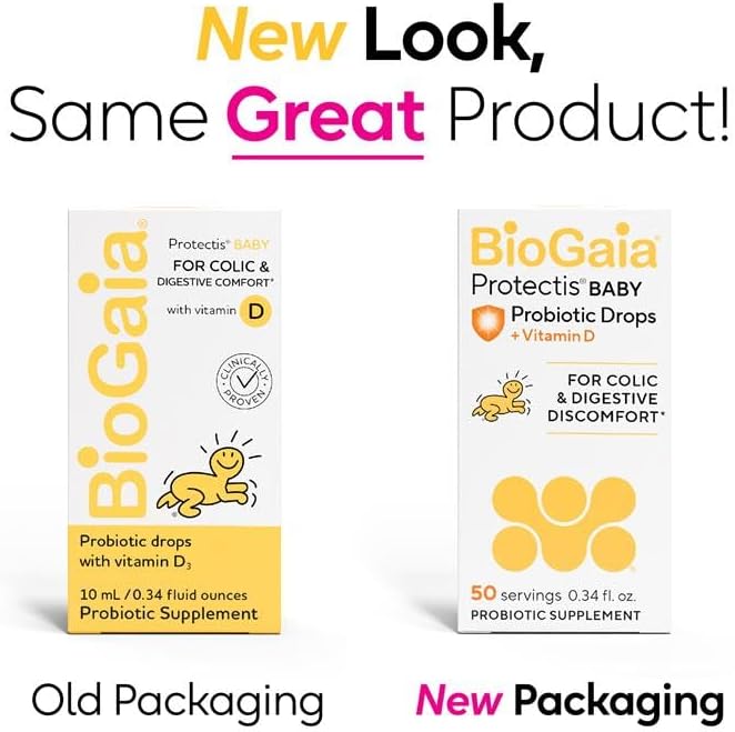 BioGaia Baby Probiotic Drops - Colic & Gas Relief + Vitamin D, 50-Day Supply, Safe for Newborns, Reduces Crying, Fussing, Colic, Gas