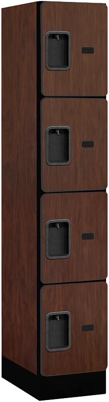 Salsbury Industries Four Tier Designer Wood Locker, Mahogany, 6' 3" x 18"