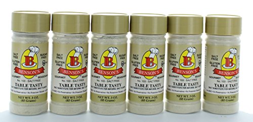 Bensons - 6-Pack Table Tasty No Potassium Chloride Salt Substitute - 6 Plastic Bottles With Shakers (3 oz) (Pack of 6)