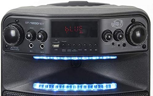 Dolphin Large Bluetooth Party Speaker, 12" Woofer | 80W Output, App Control, LED Light Show, USB, TF, FM & AUX Inputs, 2000mAh Battery, Dual Mic Jacks